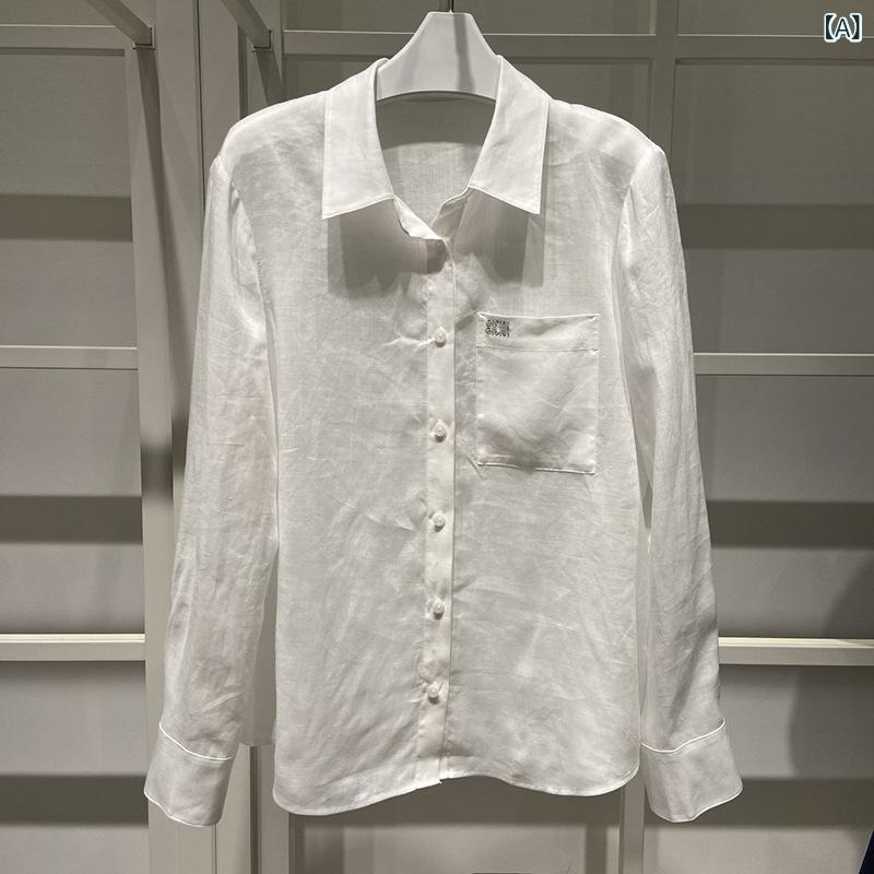 シャツ レディース 女性用 春夏 ポロ襟 ゆったり ルーズフィット 長袖 UVカット 紫外線対策 着痩せ効果..