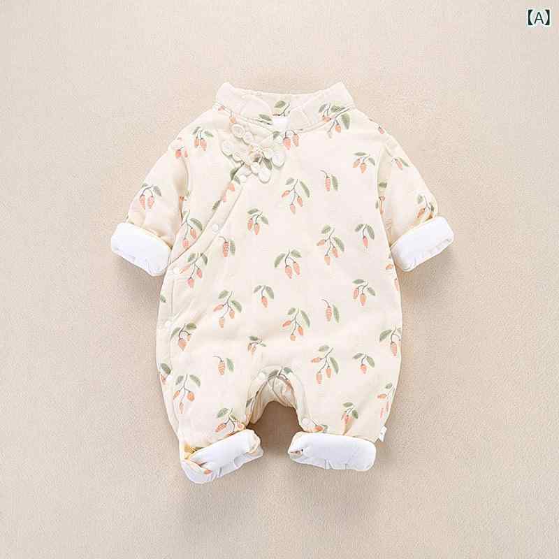 ・カテゴリ: ロンパース・スタイル: エスニック・主な素材: 綿・袖丈: 長袖・厚さ: 厚手・開閉部: 斜め前立てシングルボタン・性別: ユニセックス・適合身長: 66cm, 73cm, 80cm, 90cm・基準: Aクラス