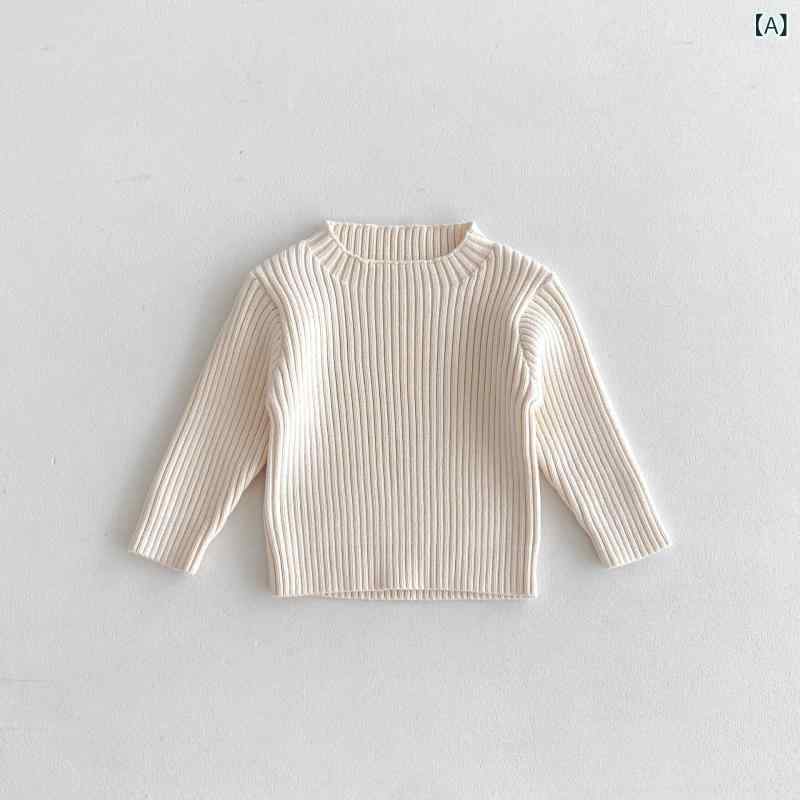 ニット キッズ 男の子 女の子 男女兼用 韓国風 モックネック リブ編み コットン 綿 柔らかい 伸縮性 ストレッチ スリムフィット 細身 着回し トップス かわいい 春秋 冬