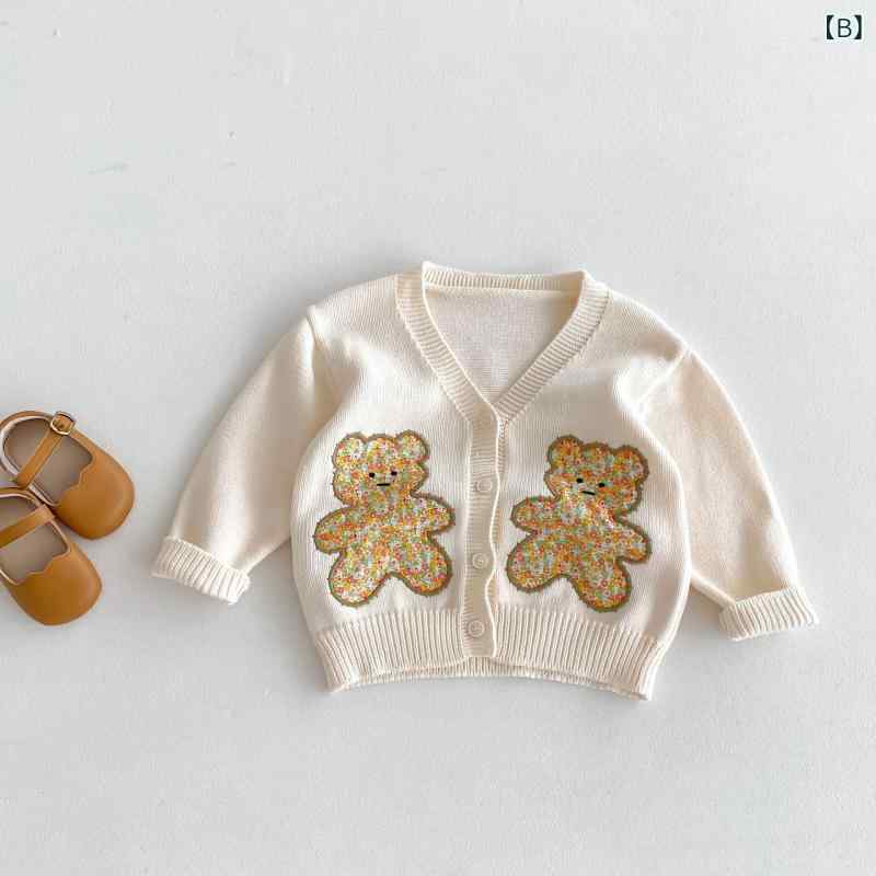 ニットカーディガン キッズ 子供服 男女兼用 韓国ファッション 森ガール風 くま 手...