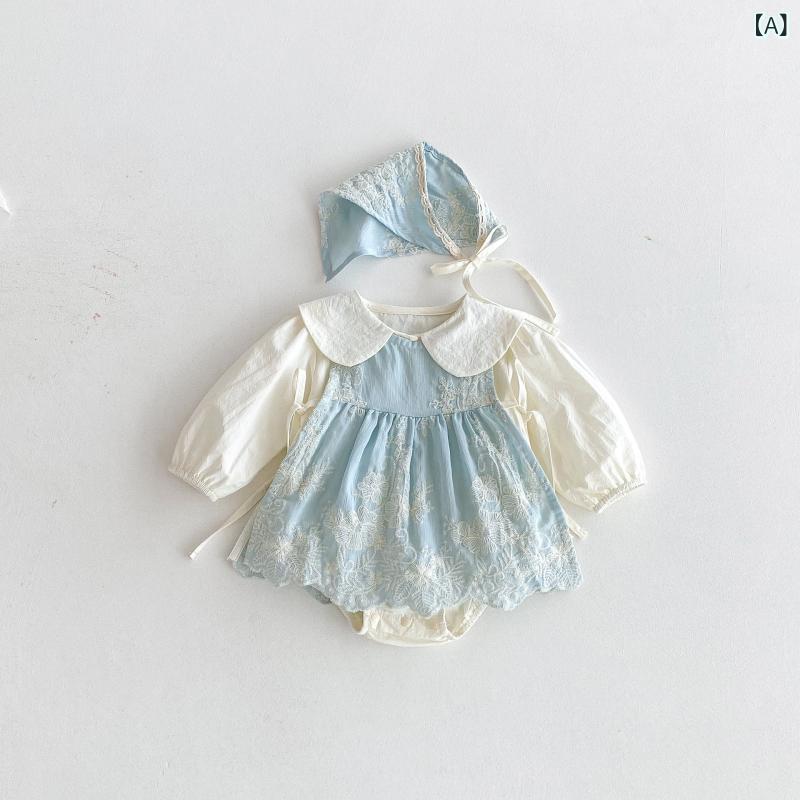 ロンパース ベビー 女の子 綿 コットン カバーオール おしゃれ プリンセス ボディスーツ 韓国風 フード取り外し可能 股下スナップ 3点セット 長袖 春秋 お出かけ着 普段使い 安全基準Aクラス