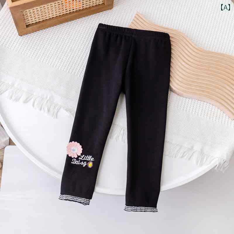 レギンス 女の子 キッズ ガールズ 裏起毛 厚手 あったか 防寒 綿 小花柄 ロングパンツ ボトムス 秋冬 普段使い 外出着 子供服 幼児 小学生