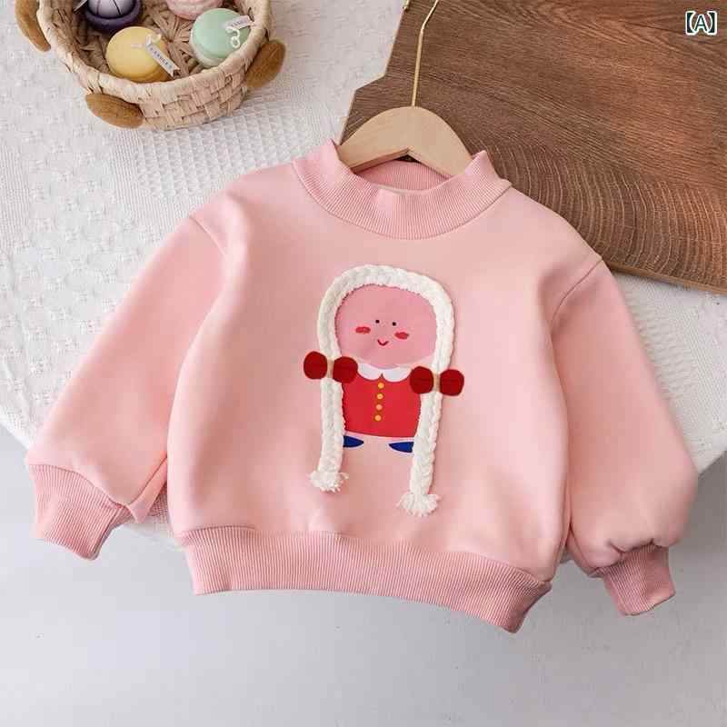 ・カテゴリ: キッズスウェット・スタイル: 韓国・性別: 女の子・対象年齢: 3〜8歳・推奨身長: 100〜140cm・主な素材: 綿95%・生地加工: 柔軟加工・裏地: 綿素材・厚さ: 厚手・袖丈: 長袖・クロージャータイプ: プルオーバー・柄: キャラクター・要素: キャラクター、可愛い、トレンド、キャンディ・規格: A類・カラー展開: ピンク（一体型フリース）、ブルー（一体型フリース）、グレー（フリースなし）・サイズ展開: 80cm、90cm、100cm、110cm、120cm、130cm