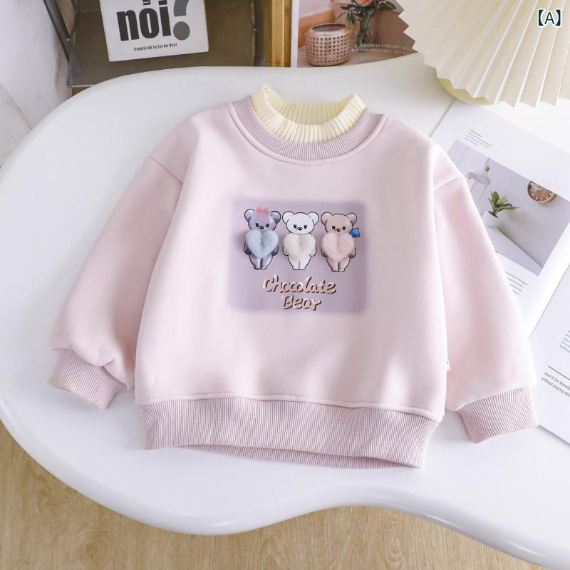 Other - トレーナー キッズ 女の子 スウェット トップス 裏起毛 厚手 ハーフネック 秋冬 キャラクター ハート柄 綿混 暖かい あったか 防寒 通園 通学 普段使い カジュアル 韓国風