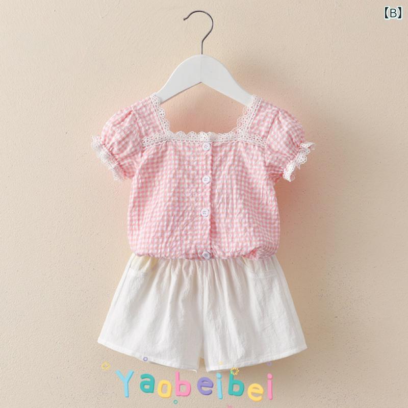 セットアップ 女の子 キッズ ガールズ 夏服 韓国風 ポロ ニット ノースリーブ タン...