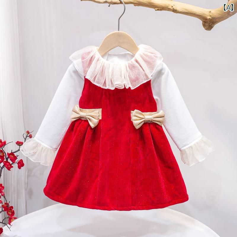 ジャンパースカート キッズ 女の子 コーデュロイ 裏起毛 パフスリーブ リボン プリンセス風 秋冬 コットン 暖かい 柔らかい肌触り 普段使い カジュアル かわいい おしゃれ お出かけ着