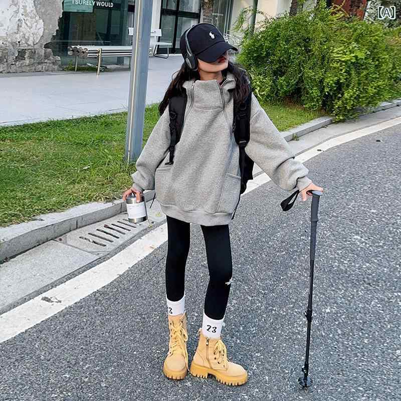 楽天narukiパーカー 女の子 キッズ ジュニア 秋冬 アメカジ ストリート ジップアップ フーディ ヘビーウェイト 肉厚 裏起毛 厚手 暖かい 防寒 快適 綿混 普段使い 通学 カジュアル トップス