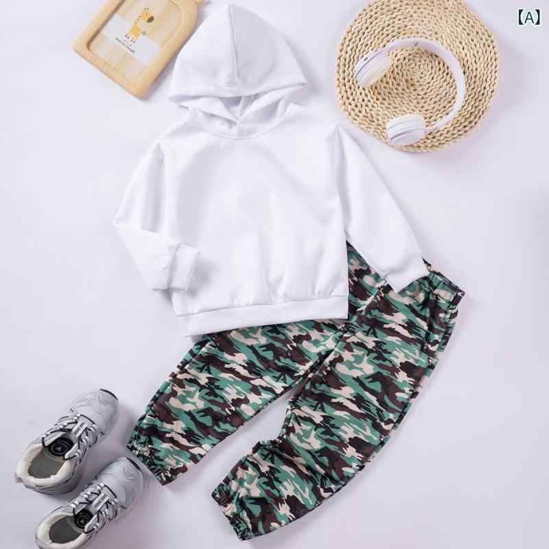 キッズ 男女兼用 子供服 秋冬 セットアップ 上下セット フード付きパーカー 長袖 無地トップス カジュ..