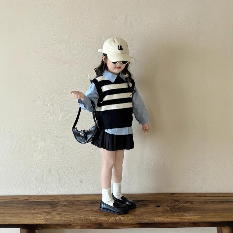 ブラウス キッズ 女の子 韓国風 春秋 長袖 ストライプ柄 襟付き 綿100% 柔らかい カジュアル トレンド ..