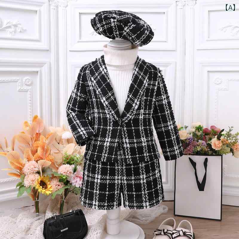 セットアップ キッズ 女の子 女児 秋冬 ジャケット ショートパンツ ツーピース カジュアル ブラック ポリエステル素材 3歳 8歳 100cm 140cm お出かけ 普段使い