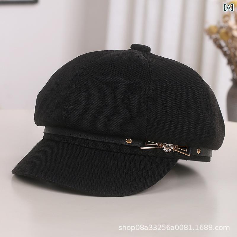 キャスケット レディース 女性用 八角 ベレー帽 黒 ブラック ベージュ キャメル 綿 ポリエステル コッ..