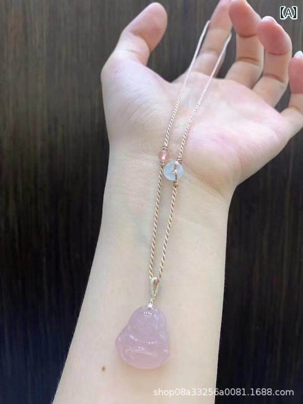 ネックレス レディース 新中華風 天然石 玉石 伸縮調整可能 アジャスター付き 鎖骨チェーン ロング セ..