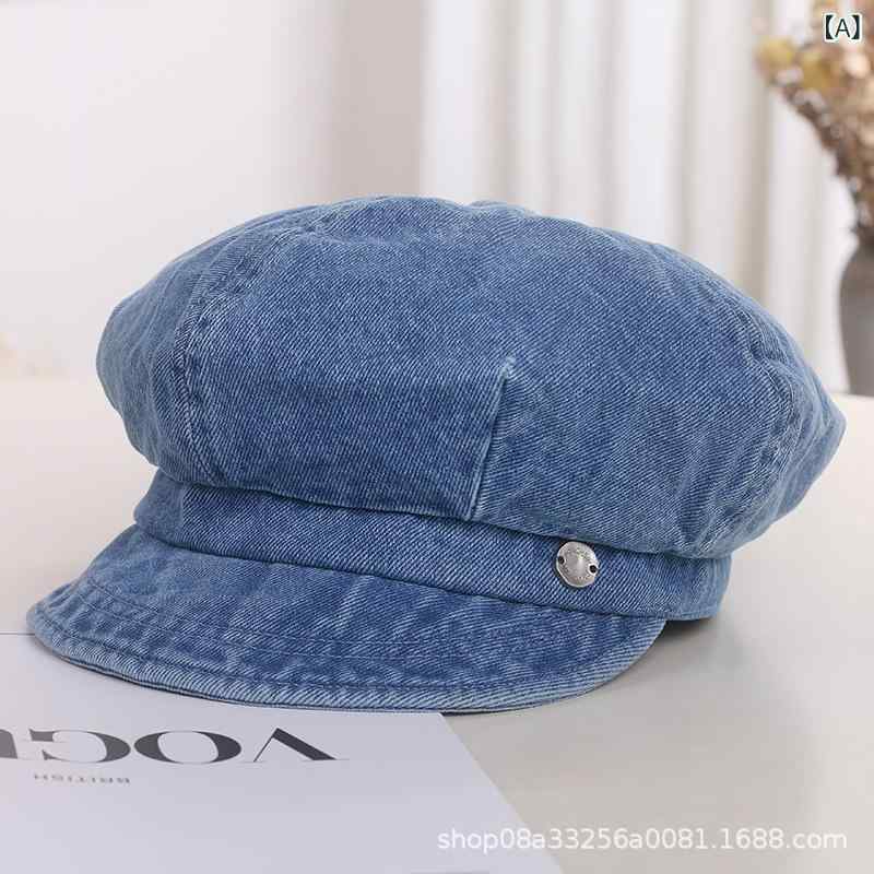 キャスケット レディース デニム 帽子 八角形 小顔効果 ゆったり 大きいサイズ 春秋 カジュアルスタイ..
