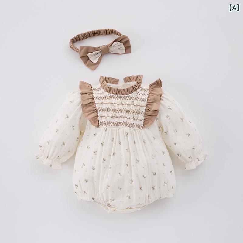 ロンパース 女の子 ベビー 新生児 赤ちゃん 韓国風 かわいい おしゃれ 綿 長袖 春秋 誕生日 記念日 お..