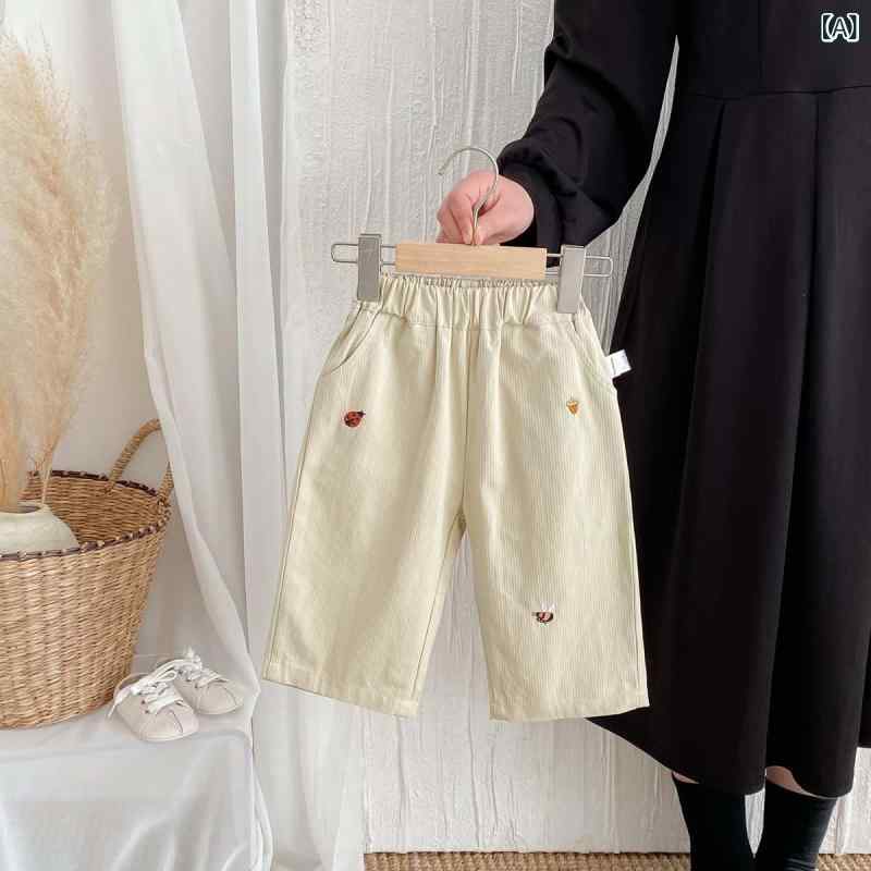 パンツ ベビー キッズ 男女兼用 長ズボン 春秋 韓国風 キャラクター刺繍 カジュアルパンツ ゆったり ル..