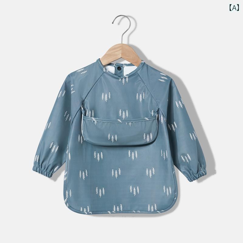 食事エプロン ベビー キッズ 長袖 防水 柔らか素材 食べこぼし防止 離乳食 幼児期 よだれかけ ビブ ス..