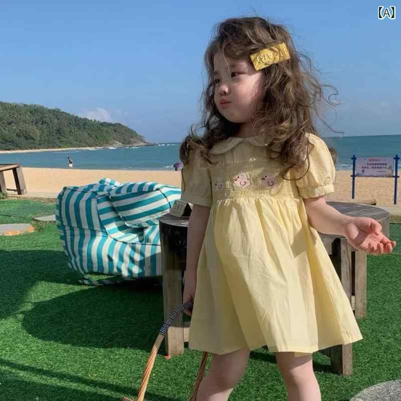 ・カテゴリ: ワンピース・スタイル: 韓国・主な素材: 綿・性別: 女児・対象年齢: 1〜3歳・生地加工: 起毛・袖丈: 半袖・シルエット: Aライン・裏地素材: 綿・デザイン要素: キュート・カラー: クリームイエロー