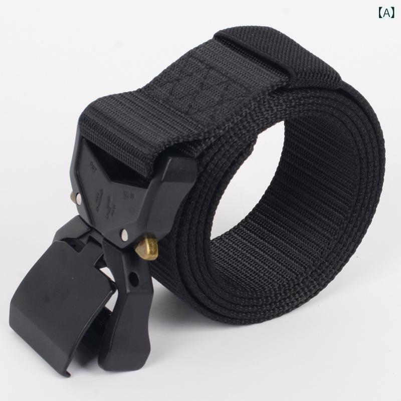 ベルト メンズ アルミ合金 ナイロン製 タクティカル ウェストベルト アウトドア クイックリリース ワンタッチバックル 軽量 高耐久性 調節可能 キャンプ ミリタリー 作業用 ブラック カーキ