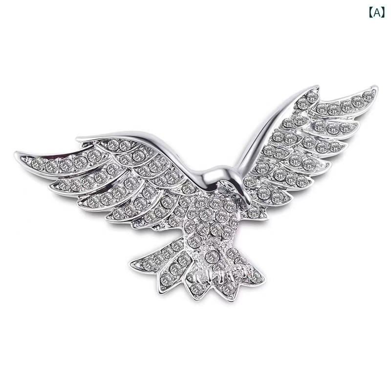 ブローチ メンズ 男性用 おしゃれな鷲モチーフ ラインストーン 個性的 翼を広げた鷹 スーツ ジャケット..