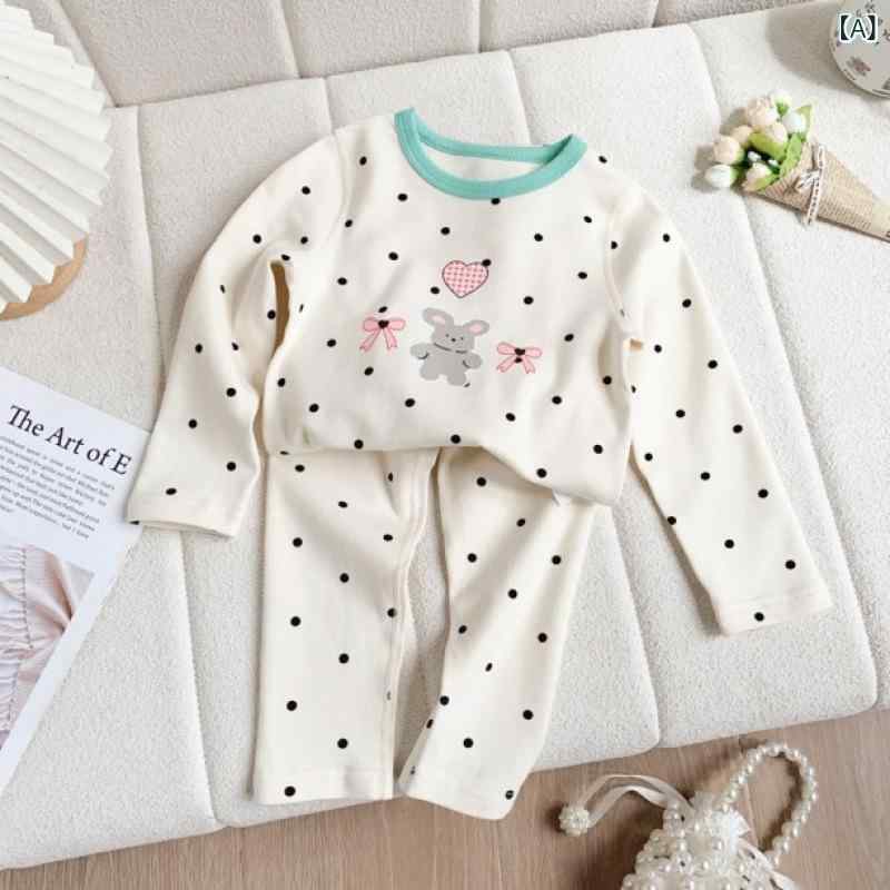 キッズ 女の子 ベビー 春秋 韓国風 くま柄 パジャマ ルームウェア 部屋着 上下セット 2点セット 快適 やわらか ソフトな肌触り 長袖 長ズボン ポリエステル素材