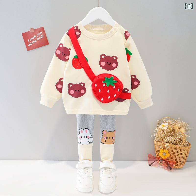 narukiのキッズ 女の子 長袖 スカート セットアップ 春秋 綿 ツーピース かわいい ピンク ホワイト 韓国風 おしゃれ カジュアル 普段使い お出かけ着｜アングル2