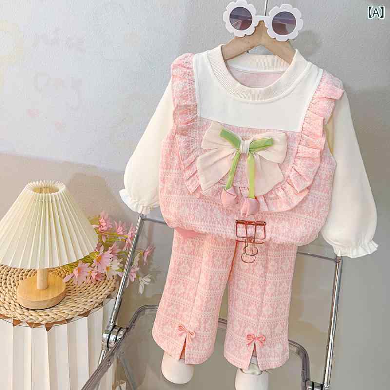 ベビー 女の子 セットアップ チューリップ柄 パンツ 綿 コットン 上下セット 秋冬 韓国風 おしゃれ か..