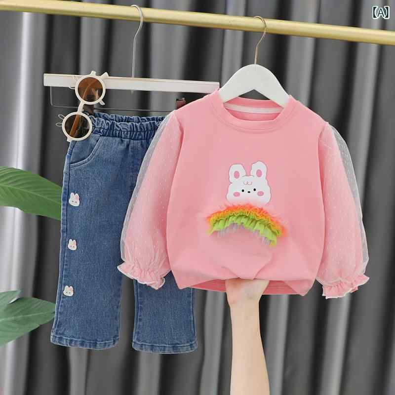 ベビー キッズ 女の子 セットアップ かわいい おしゃれ 韓国風 プリンセス 春秋 長袖 長ズボン コットン キャラクター柄 2点セット カジュアル 普段使い お出かけ 上下セット