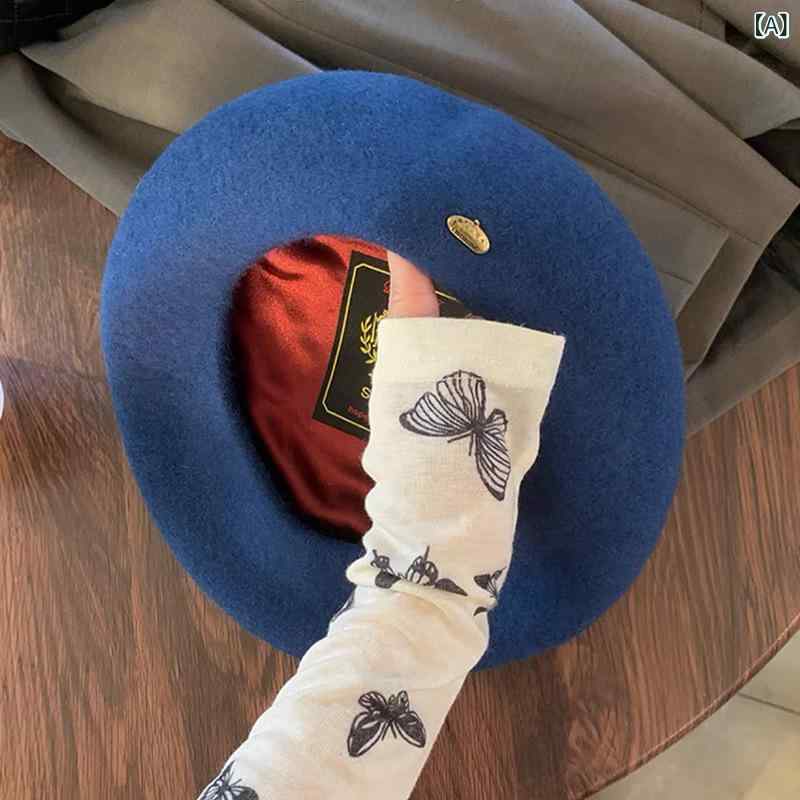 ベレー帽 レディース ウール100% 上質 無地 秋冬 小顔効果 丸型 画家帽 保温 防風 あったか お洒落 かわいい 通勤 普段使い ファッション小物 ぼうし