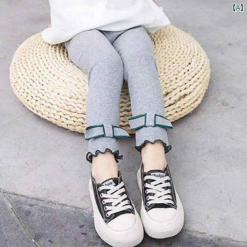 レギンス キッズ 女の子 春秋 綿 コットン スリム スキニー ロング丈 ウエストゴム 伸縮性 柔らかい肌..