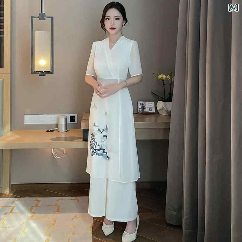 ・カテゴリ: 衣料品・用途: ホテルウェア・性別: レディース・主な素材: ポリエステル90～95%、ポリウレタン5～10%・機能: 吸湿速乾・ネックライン: Vネック・袖丈: 五分袖・袖タイプ: レギュラー・パンツ丈: ロング丈・カラー展...