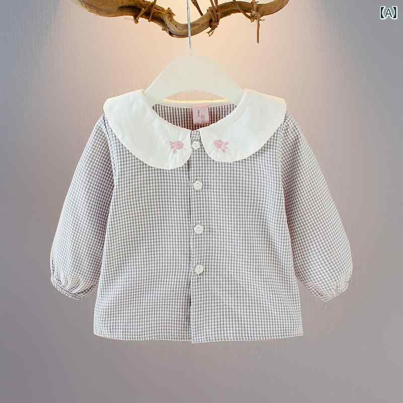 トップス 女の子 ベビー キッズ 子供 長袖 チェック柄 ブラウス シャツ カットソー 綿 コットン 柔らか..