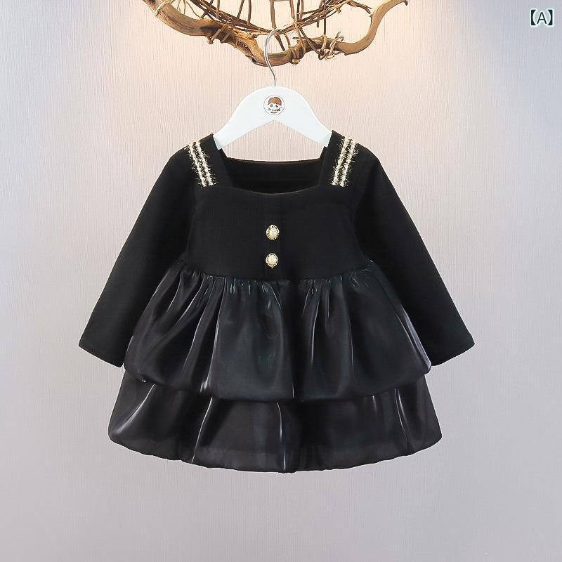 ワンピース 女の子 ベビー ガールズ キッズ 長袖 春物 スプリング カジュアル おしゃれ かわいい コッ..