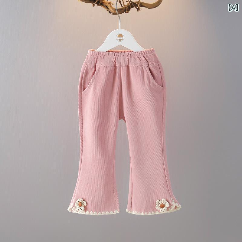 パンツ 女の子 子供 キッズ ベビー 1歳 2歳 3歳 コーデュロイ コットン 長ズボン ロングパンツ カジュ..
