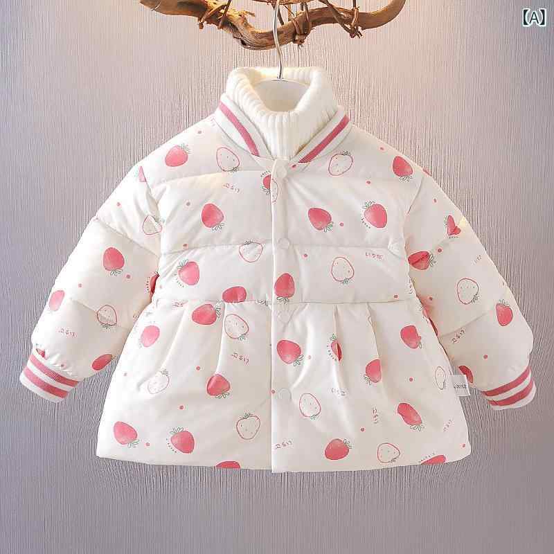 中綿ジャケット キッズ 女の子 ベビー 丸襟 厚手 防寒 保温 暖かい ポリエステル 前開き ボタン カジュアル お出かけ着 普段使い 通園 秋冬 ホワイト ピンク 60 70 80 90 100cm