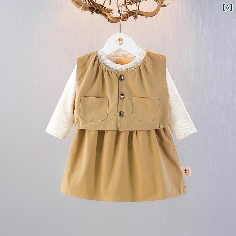 ワンピース 女の子 ベビー キッズ プリンセスドレス 春秋 ツーピース セット 長袖 コットン おしゃれ かわいい フォーマル お出かけ