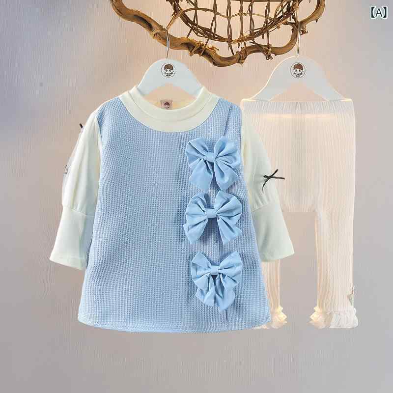 ベビー服 女の子 春物 セットアップ 1歳 2歳 3歳 ツーピース カジュアル おしゃれ お出かけ着 普段使い 綿 コットン ピンク 水色