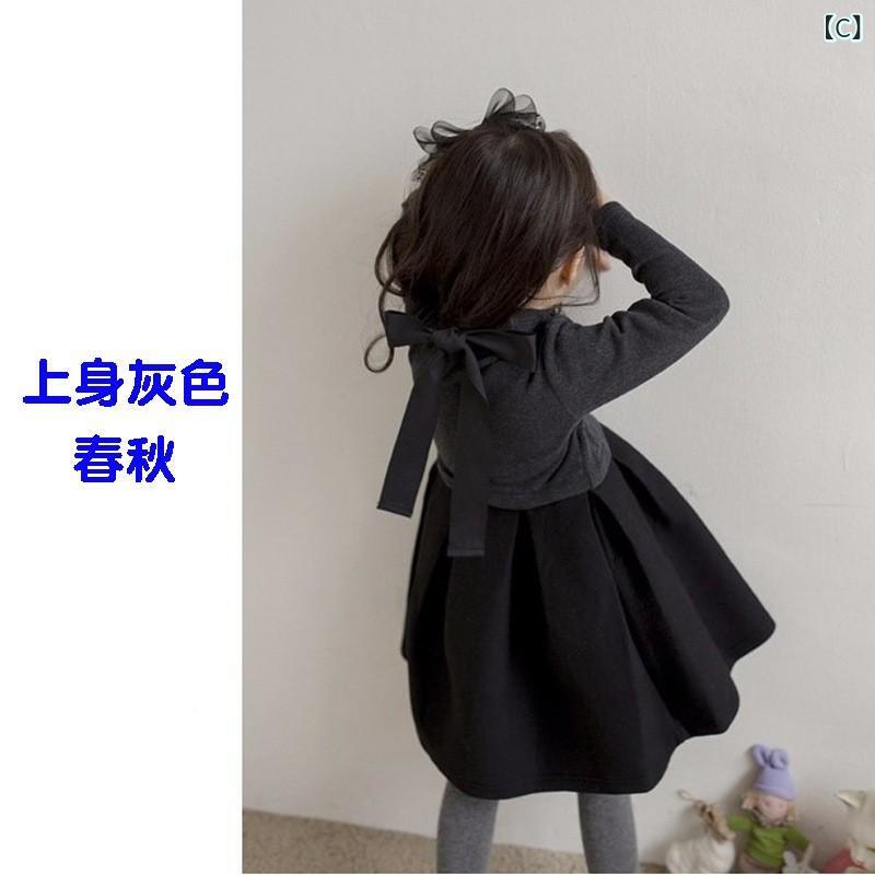 ワンピース 女の子 キッズ 日韓スタイル 韓国風 カジュアル 普段使い お出かけ 綿 コットンブレンド エアレイヤー生地 保温性 ふんわり 暖かい 快適な着心地 プリーツスカート 秋冬 春秋