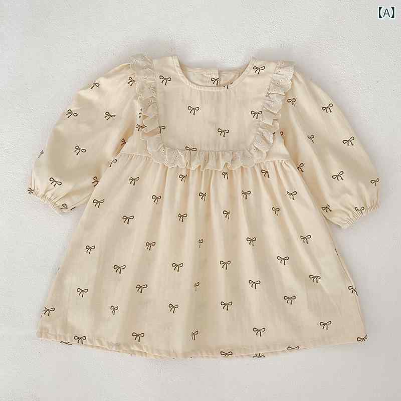 子供服 女の子 ベビー ワンピース ロンパース カバーオール 韓国風 オルチャンスタイル プリンセス リボン プリント Aライン 綿100% 柔らかい 着回し おしゃれ 姉妹 お揃い コーデ 春秋
