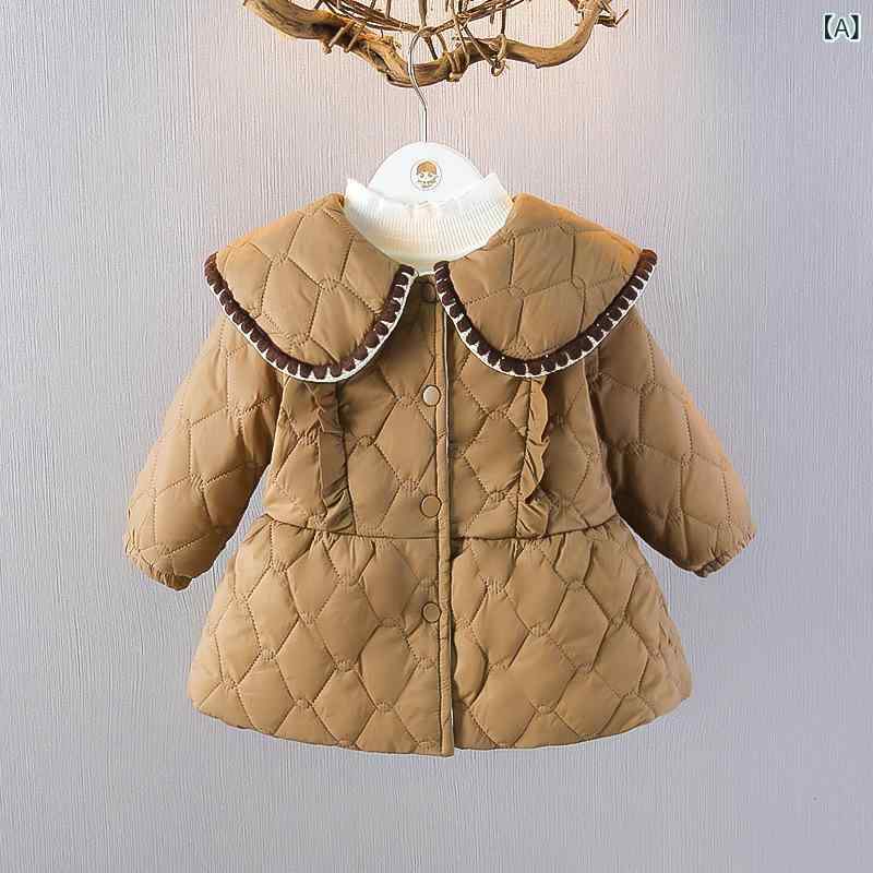 中綿コート 女の子 ベビー 女児 裏起毛 防寒 アウター 秋冬 暖かい おしゃれ かわいい プリンセススタイル シングルボタン ラウンドネック ポリエステル素材