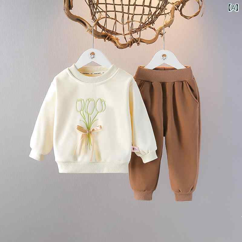 セットアップ 女の子 ベビー キッズ 幼児 1歳 2歳 3歳 裏起毛 トレーナー スウェット 長袖 長ズボン パンツ 上下セット 2点セット 綿混 秋冬 暖かい 防寒 保温 おしゃれ かわいい カジュアル