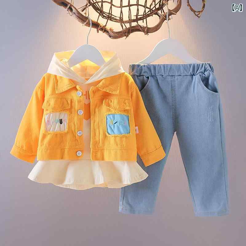 キッズ 女の子 ベビー服 秋 韓国風 カジュアル パーカー フード付き 長袖 トップス スカート 三点セット セットアップ アニマル柄 キャラクター柄 綿 コットン 普段着 お出かけ かわいい おしゃれ