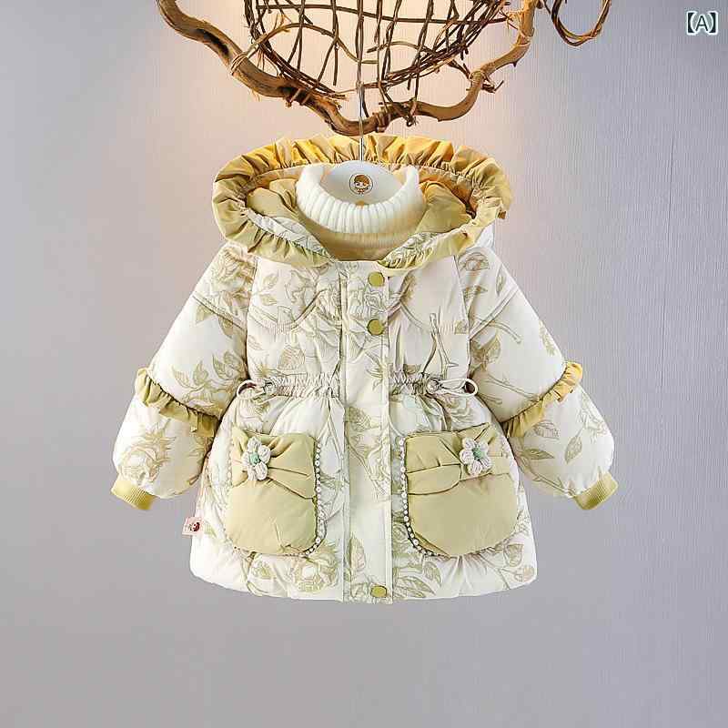 中綿コート ベビー 女の子 フード付き 裏ボア 厚手 防寒 無地 ポリエステル 冬物 おしゃれ カジュアル ジップアップ 通園 普段使い ベージュ ブラウン
