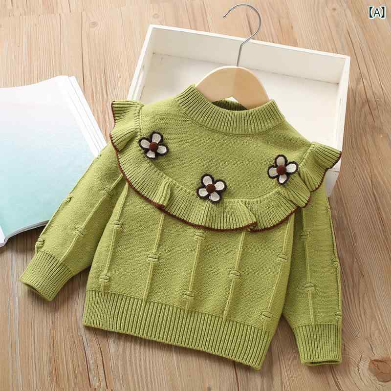 送料無料】2点セット！ニット柄のふりふりつけ襟スタイ&リボンヘア