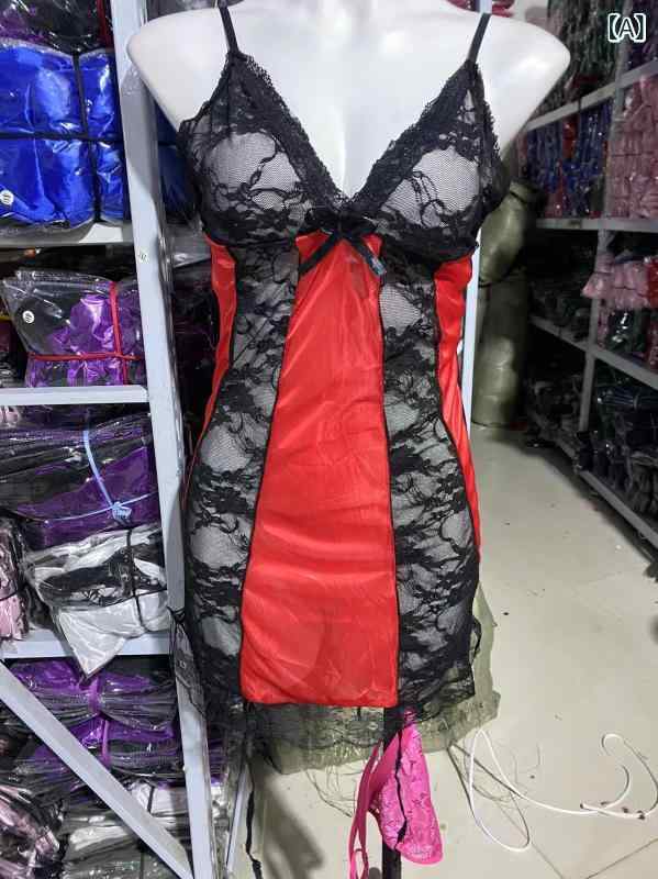 ランジェリー レディース セクシー レース キャミソール スリップ シースルー ネグリジェ ガーターベル..