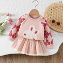 ニットスカートセットアップ キッズ 女の子 秋冬 韓国系 かわいい うさぎ キャラクター アーガイル柄 長袖 アクリルニット やわらか プルオーバー 2点セット...