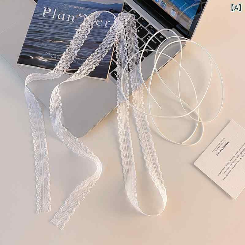 スカーフ レディース 白 ロング シルク レース リボン 蝶結び ヘアバンド 髪飾り ネックタイ 首飾り 襟..