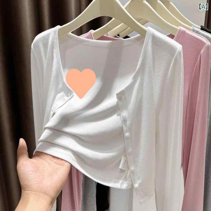 カーディガン レディース グレー UVカット 接触冷感 ショール ボレロ 羽織り 冷房対策 春夏 ポリエステル 長袖 アシンメトリー ボタンレス 通勤 オフィス 普段使い 着回し クルーネック