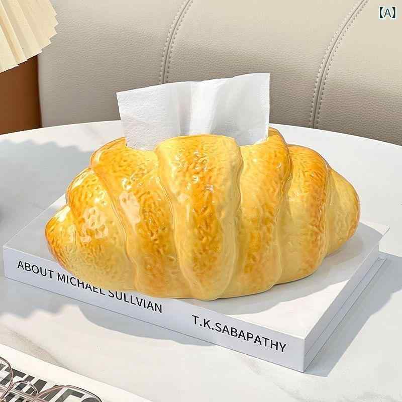 ティッシュケース かわいい クロワッサン型 ふわふわ もこもこ ファー素材 高級感 リビング 卓上 ダイ..