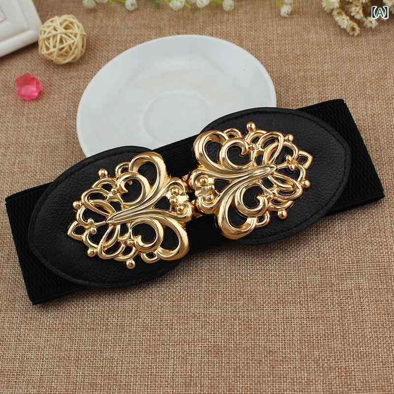 ベルト レディース ウエストマーク 幅広 伸縮性 ストレッチ スタイルアップ 細見え 着痩せ スカート ワンピース コート 着回し ファッション小物 ブラック