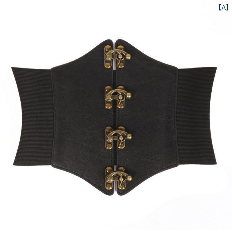 ウエストベルト レディース フェイクレザー 合皮 レトロ ヴィンテージ シンプル ゴム 伸縮性 ブラック 黒 ワイド 幅広 ウエストマーク スタイルアップ エレガント 上品 ワンピース ドレス 普段使い 通勤